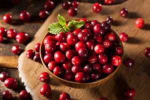 a bowl of cranberries