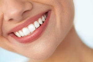 close up of a white smile